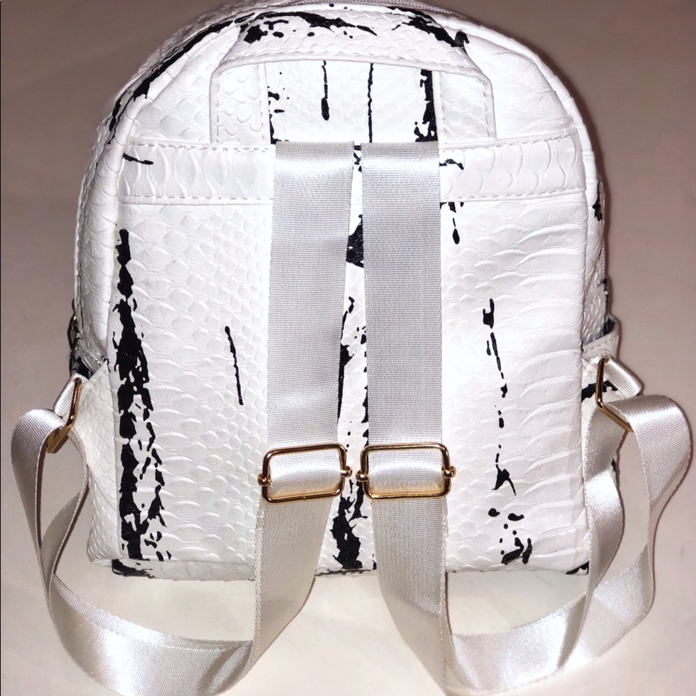 White and Black Marble Mini Backpack - Picture 3 of 3